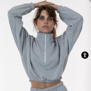 Los Angeles Apparel Half Zip Cropped Pullover